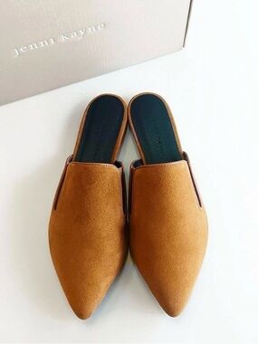Jenni Kayne Cognac Suede Pointed Mules NIB Size EU 38